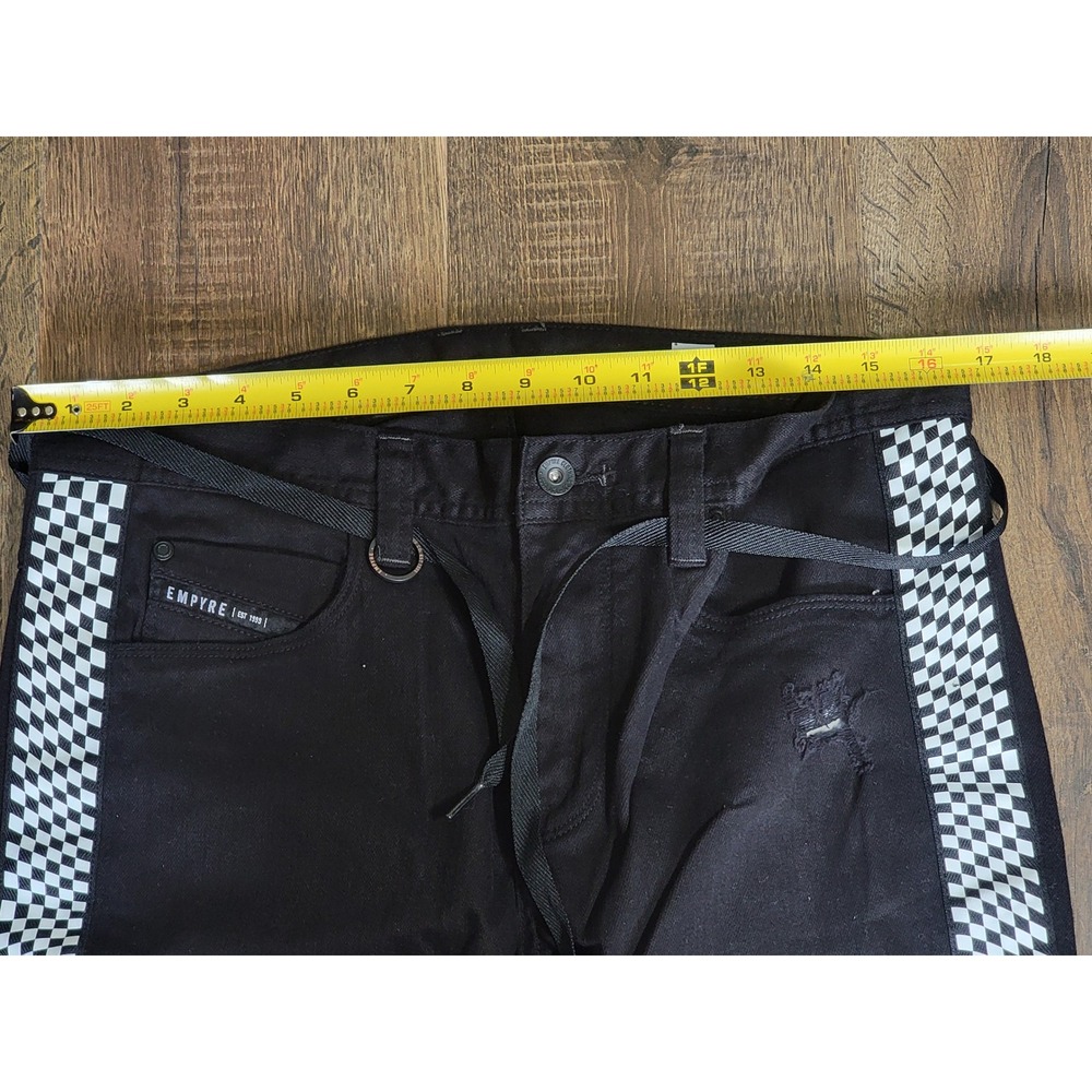 Empyre Black Recoil Super Skinny Jeans Checkerboard Stripe Size 34